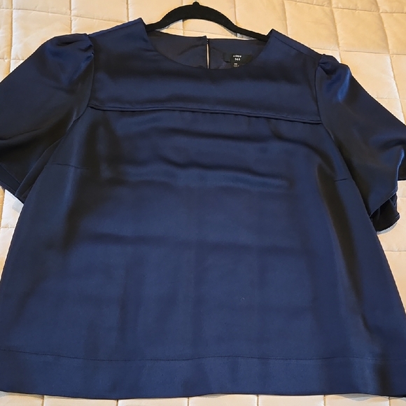 J. Crew Navy Hammered Satin Top - Picture 2 of 10